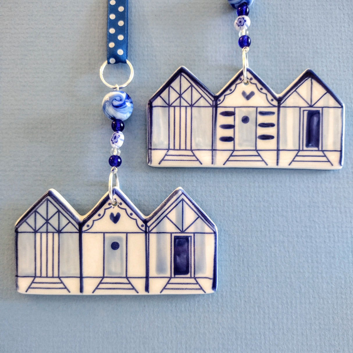 Handmade blue beach hut decoration