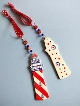 Handmade red lighthouse hanging decoration