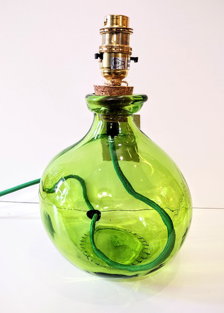 Green recycled glass lamp-base