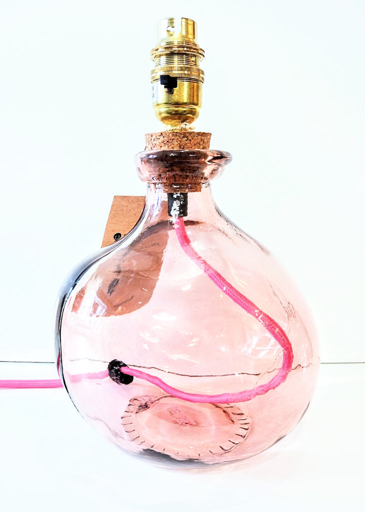 Pale pink recycled glass lamp-base