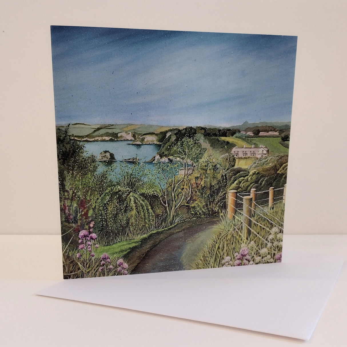Coastal Path to Charlestown Harbour card by Liz Hackney