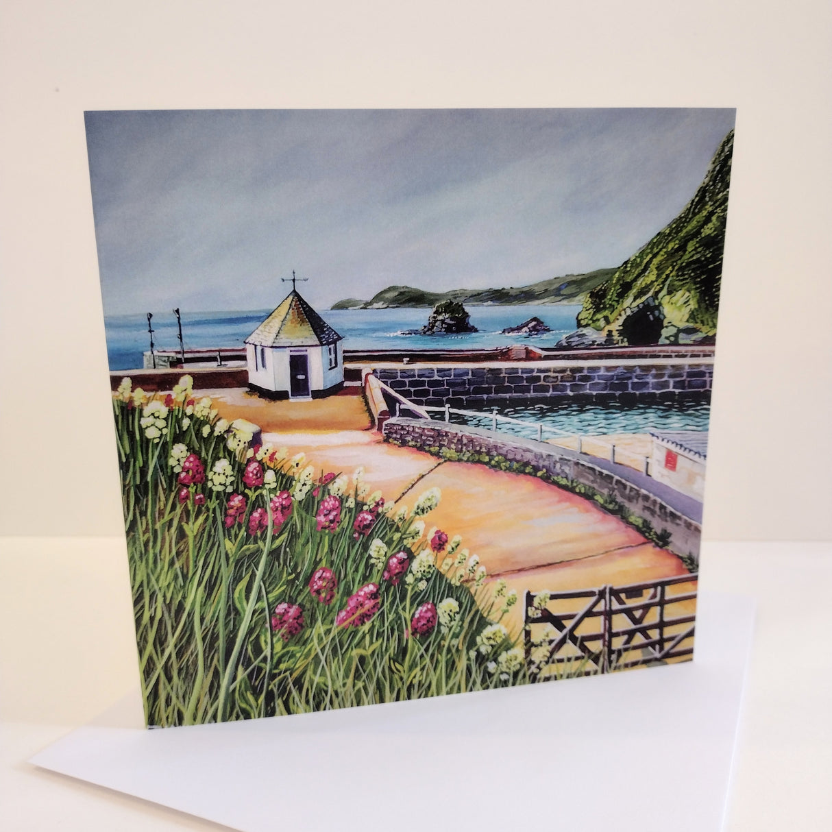 Summer Flowers at Charlestown Harbour, card by Liz Hackney