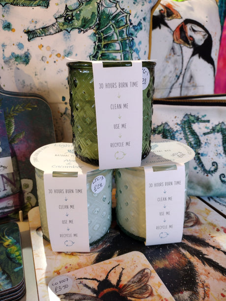 Aloe & Cucumber recycled glass candle
