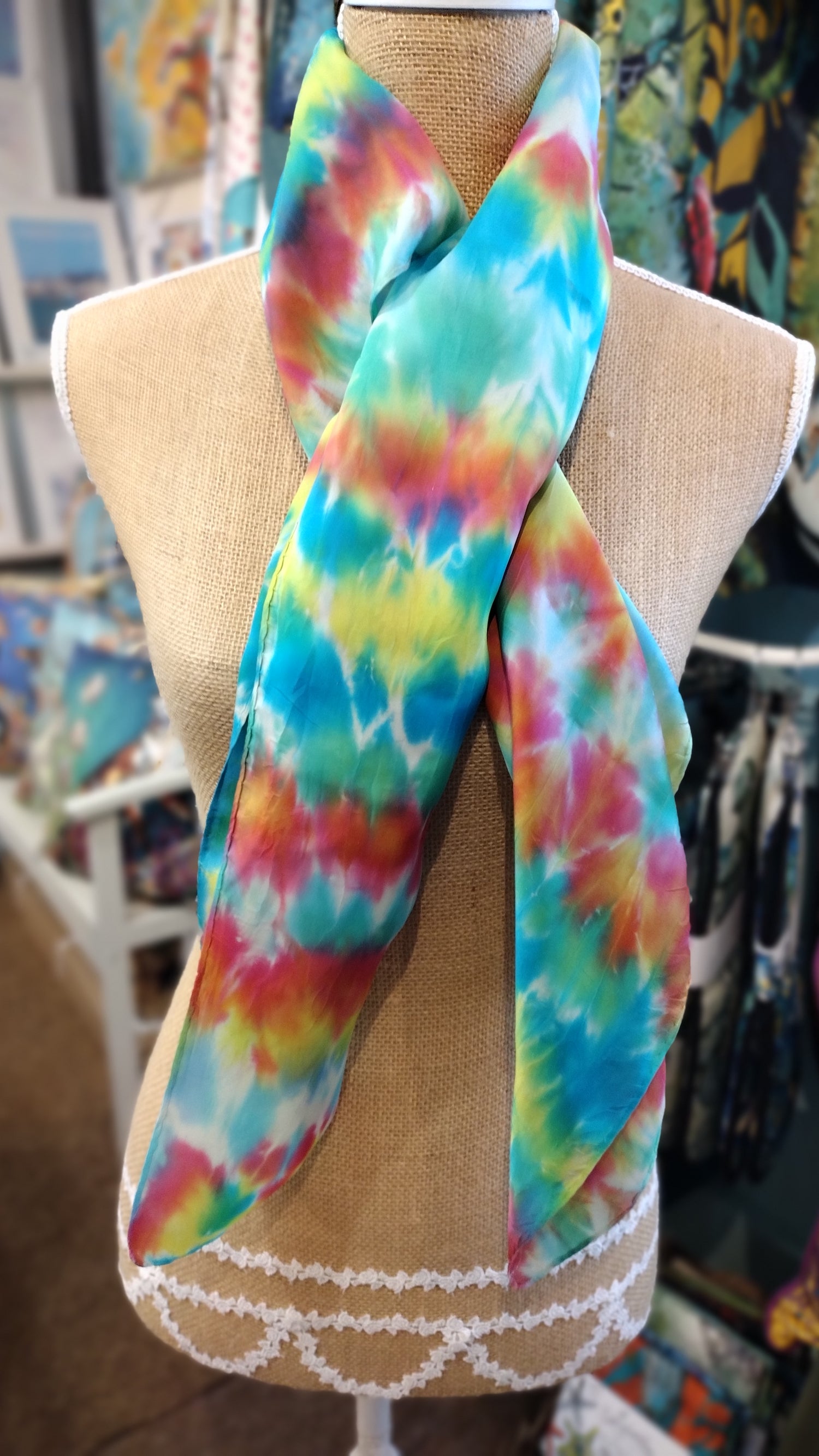 "Summertime 1" square silk scarf by Janet Croome