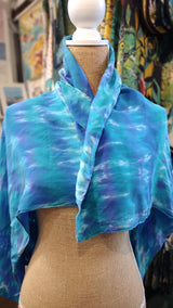 Turquoise square silk scarf by Janet Croome