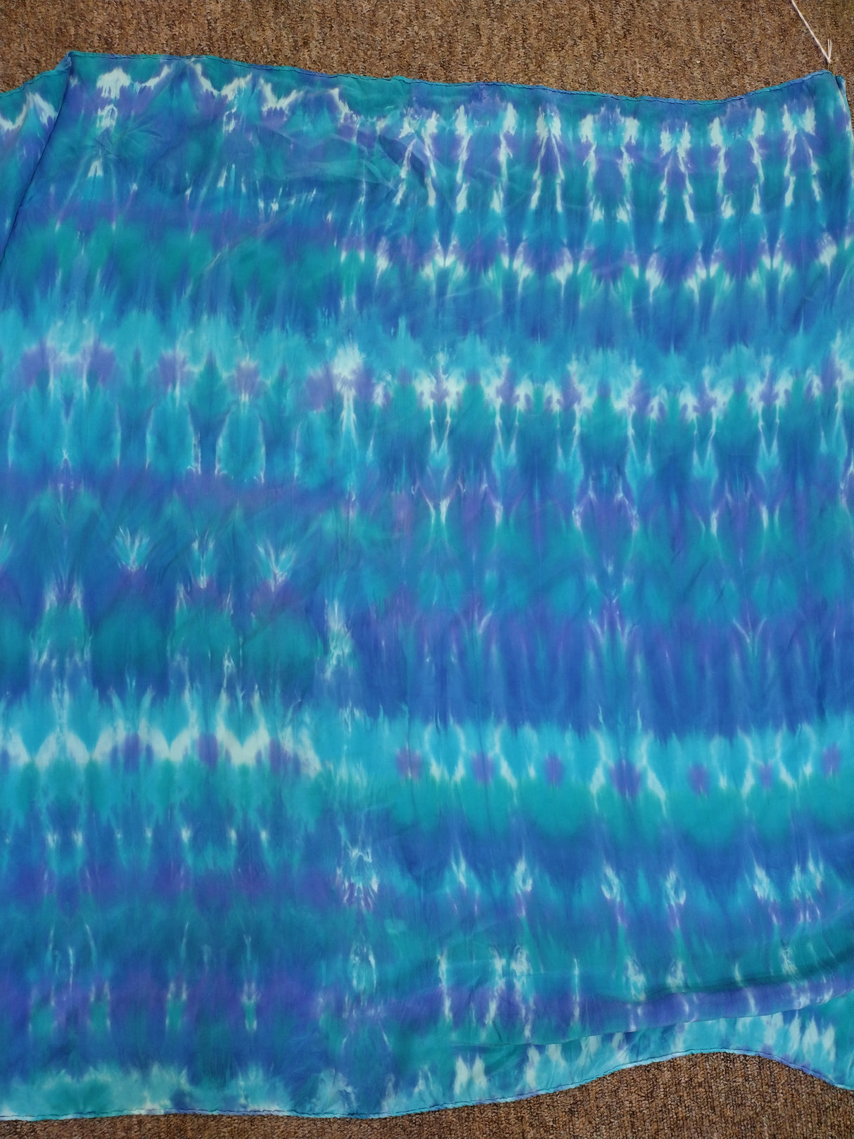 Turquoise square silk scarf by Janet Croome