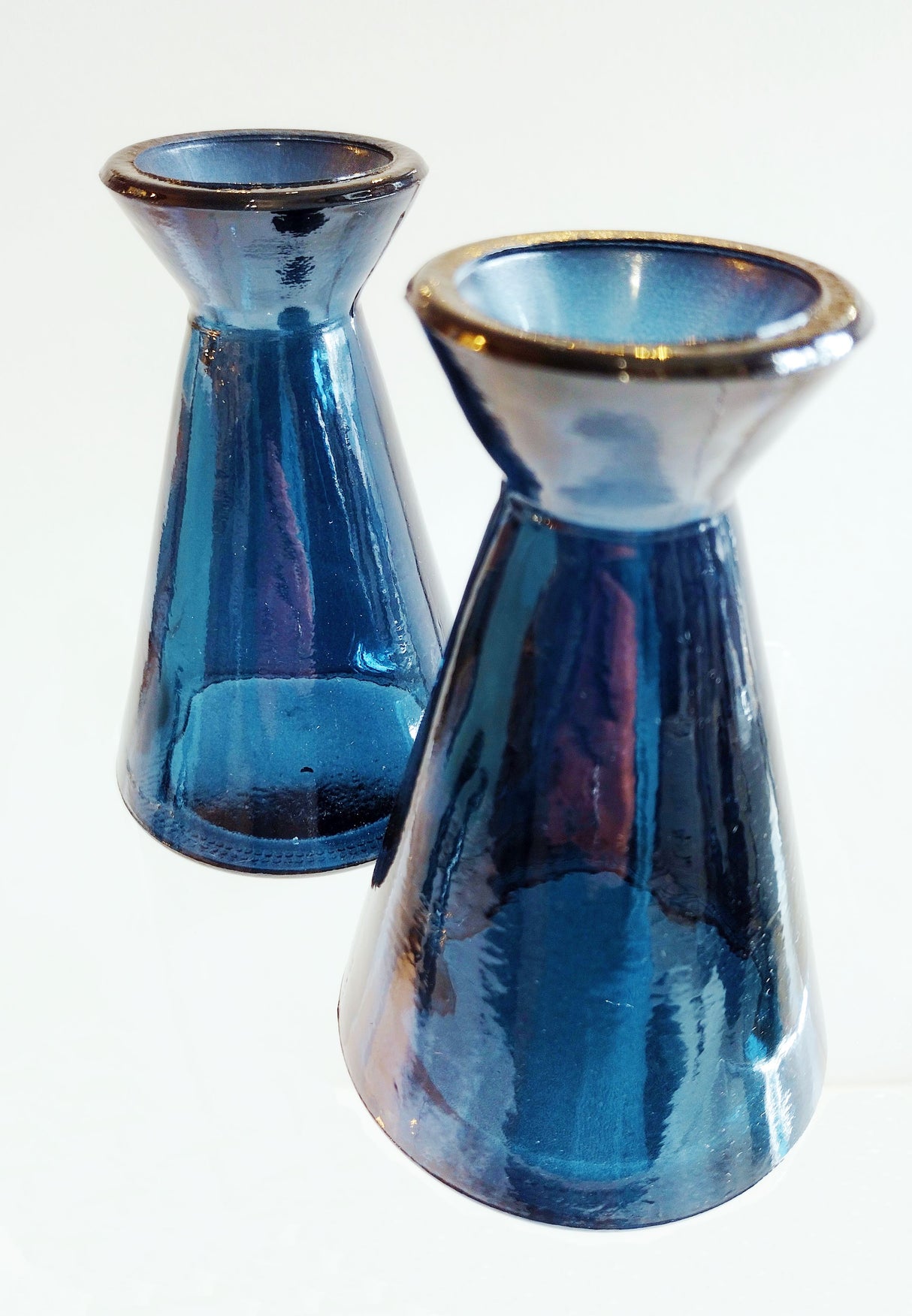 Petrol Blue Recycled Glass Bud Vase