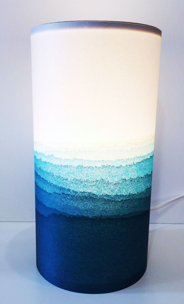 Blue sea themed cylinder lampshade with light fitting included
