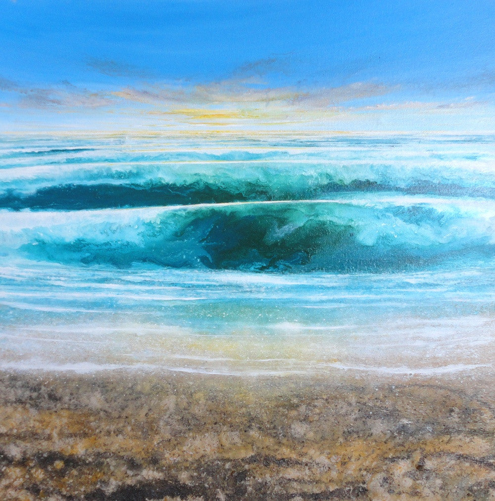 Cornish Sunset Over Breaking Waves by Kit Johns (com)