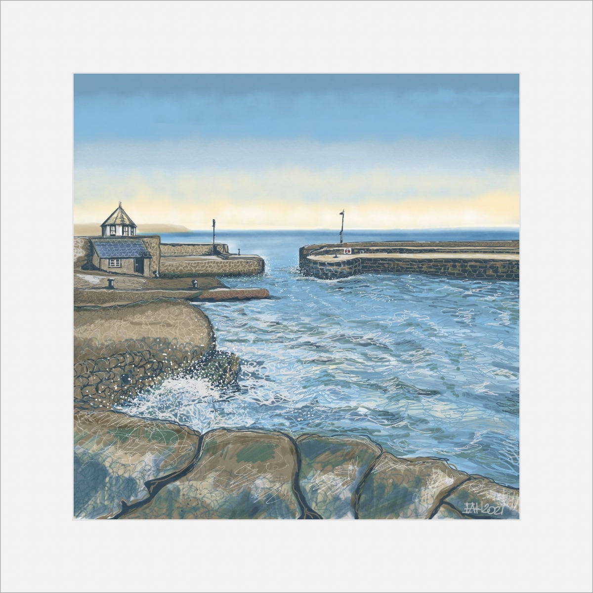 "Charlestown Harbour" print by Liz Hackney