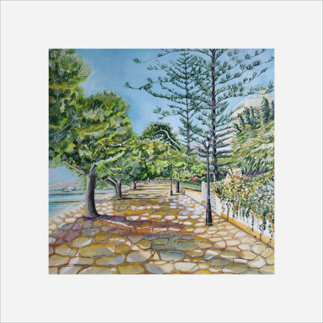 "The Pine Walk, Puerto Pollensa, Mallorca" print by Liz Hackney