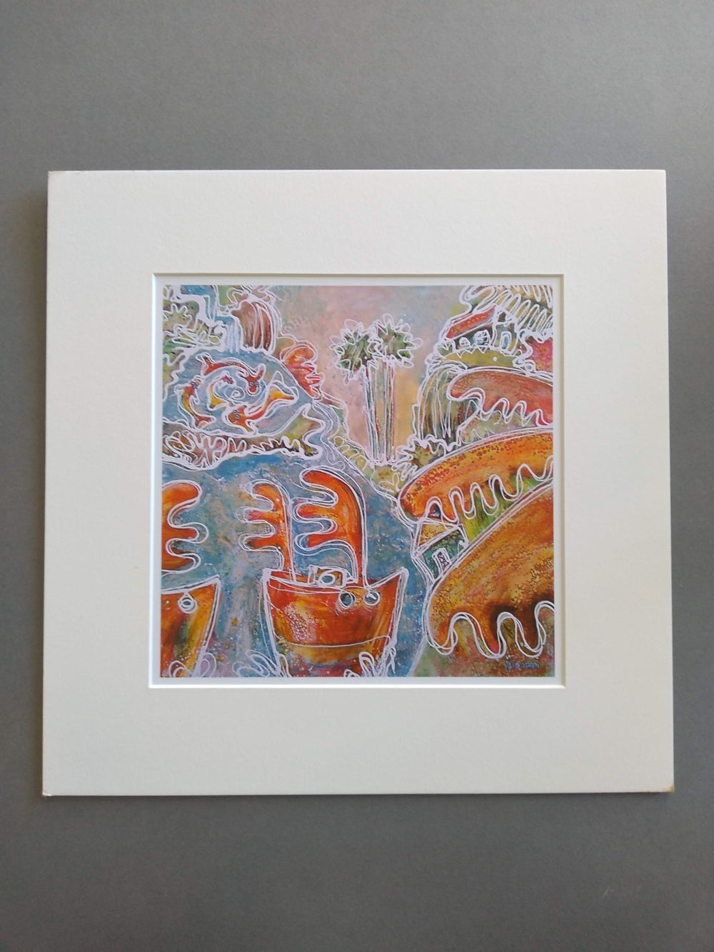 Fishing By The Palm Trees, print by Marco Grieser-Ronnevig