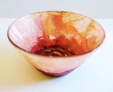 Shoal of Fish straw-silk glass deep bowl by Margaret Johnson
