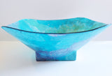 Shoal of Fish, Strawsilk Deep Square Glass Bowl by Margaret Johnson