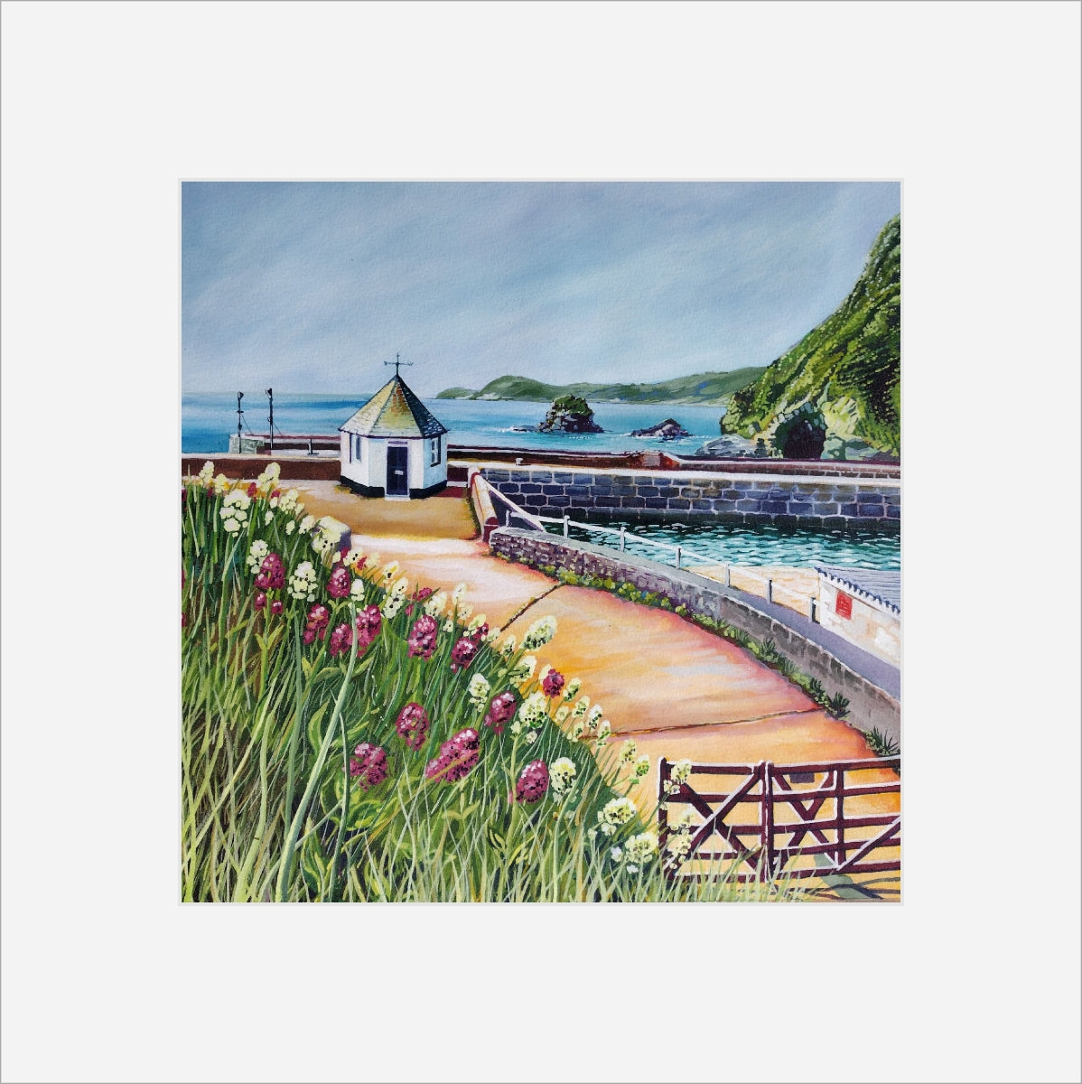 "Summer Flowers at Charlestown Harbour" prints by Liz Hackney