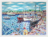 Padstow Fishing Boats, original painting by Paul Clark