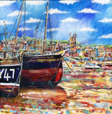 Boats At Low Tide St Ives, print by Paul Clark