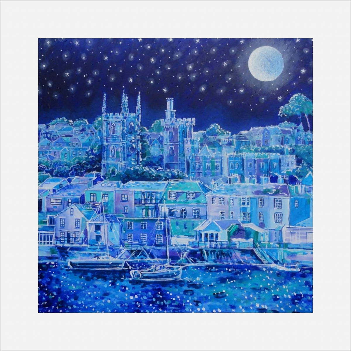 Moonlight Over Fowey, print by Paul Clark