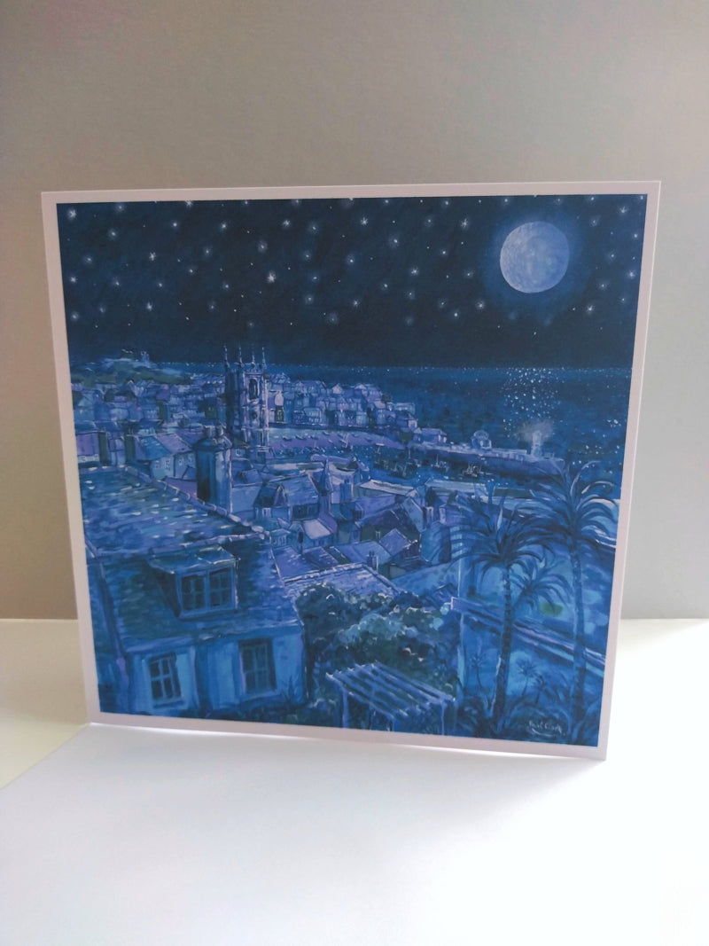 Moonlight Over St Ives, card by Paul Clark