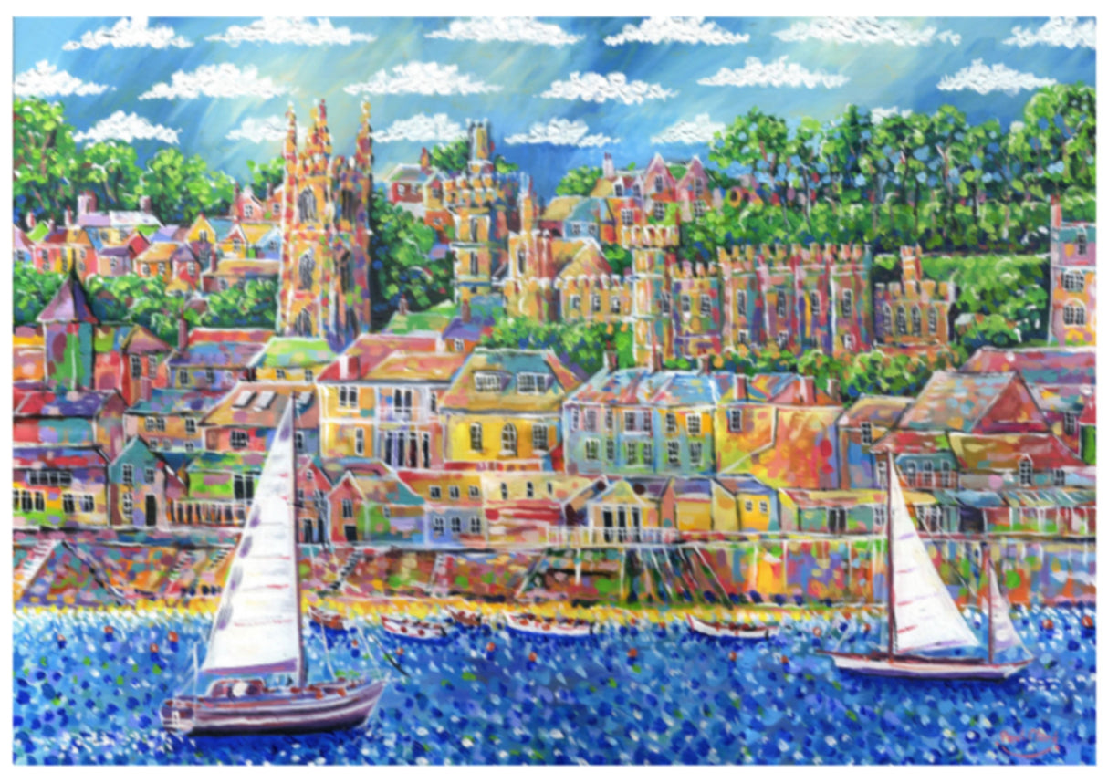 Sailing Past Fowey, large card by Paul Clark