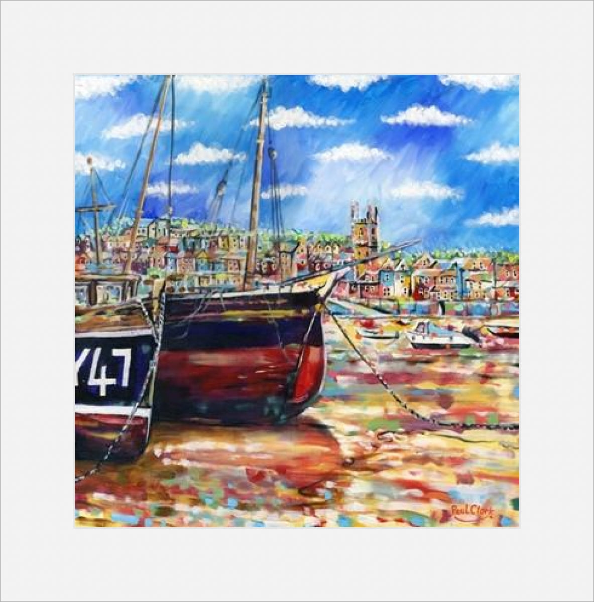 Boats At Low Tide St Ives, print by Paul Clark