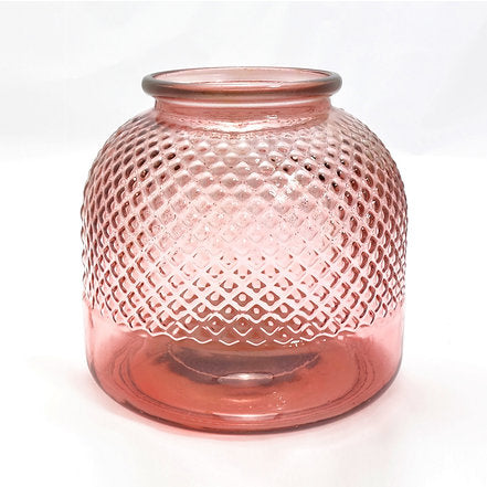Pink Recycled Glass Hurricane Vase