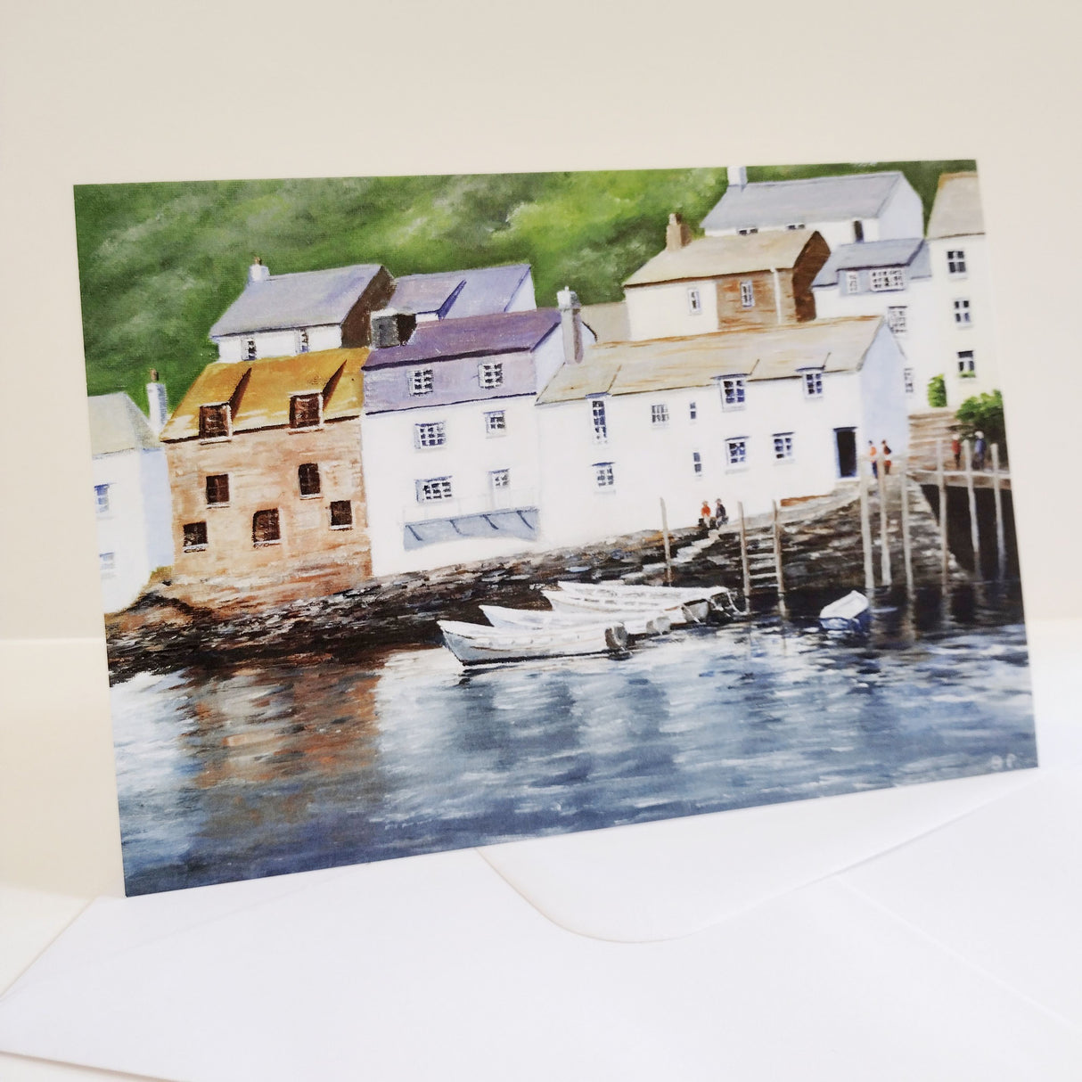 Polperro Harbour card by Barbara Powell