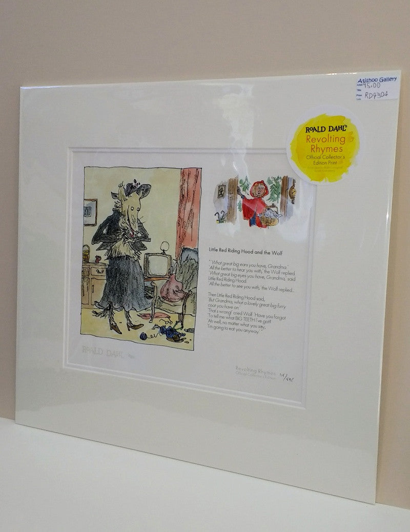 Roald Dahls Revolting Rhymes "Little Red Riding Hood And The Wolf" print