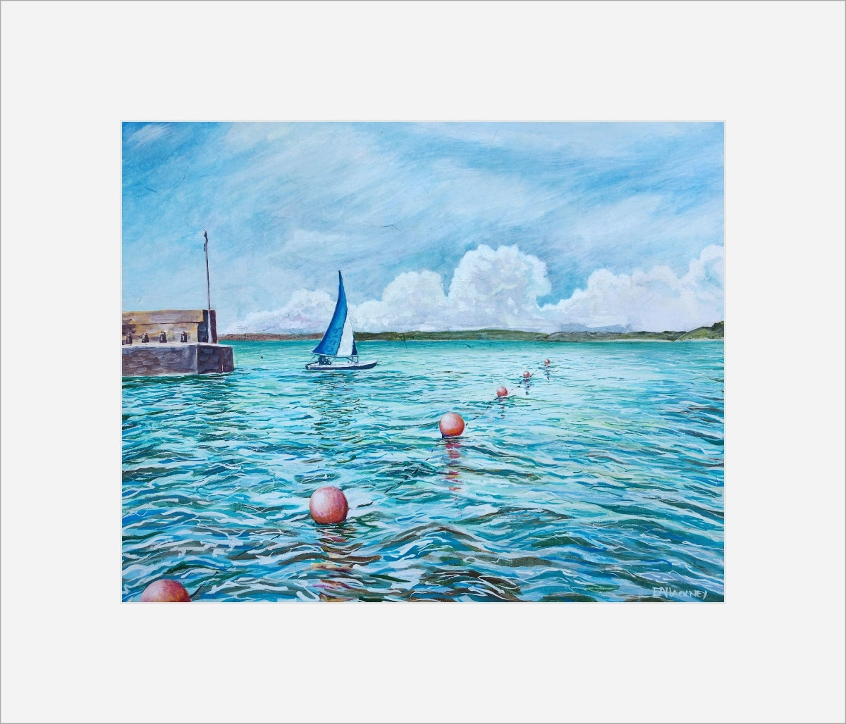 "Sailing off Polkerris" prints by Liz Hackney