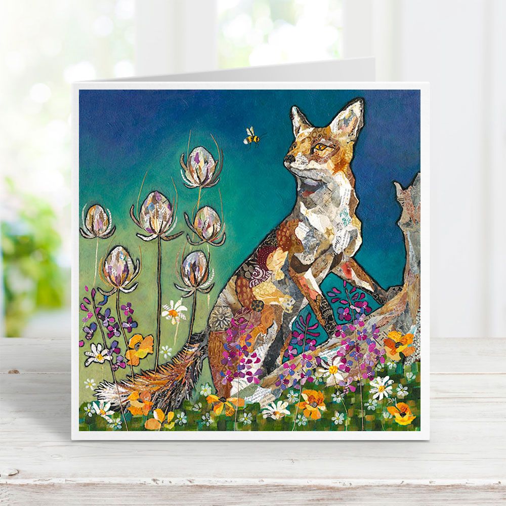 "Show Me The Honey" fox and bee, card by Dawn Maciocia
