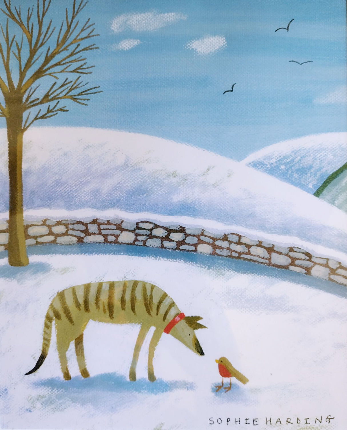 Sophie Harding, "The Whippet and The Robin" print (com)