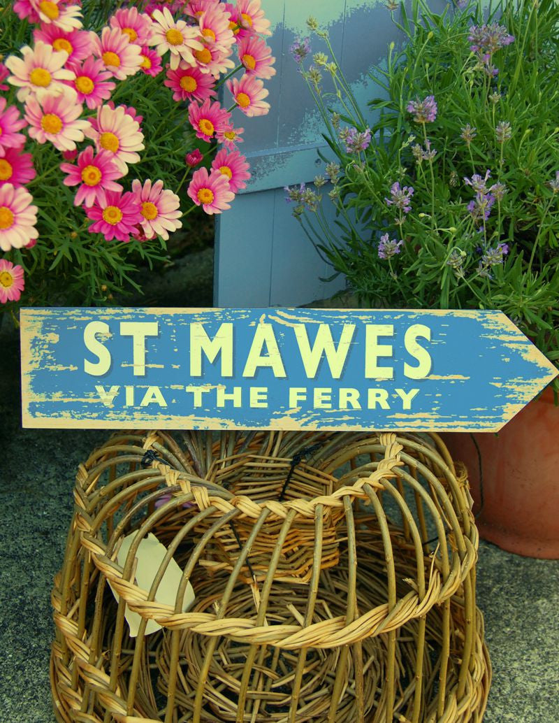 St Mawes Via The Ferry coastal sign (blue)