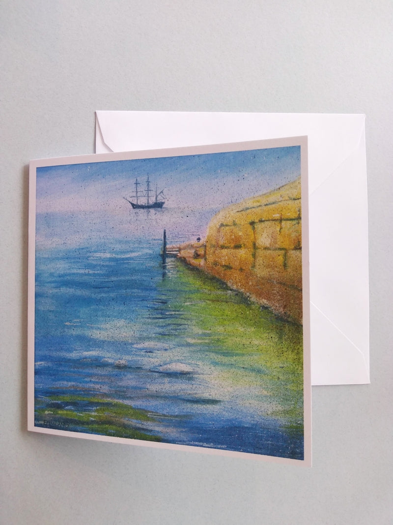Tall Ship Charlestown, card by Liz Hackney