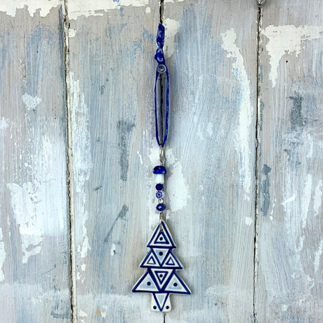 Blue Christmas Tree ceramic decoration