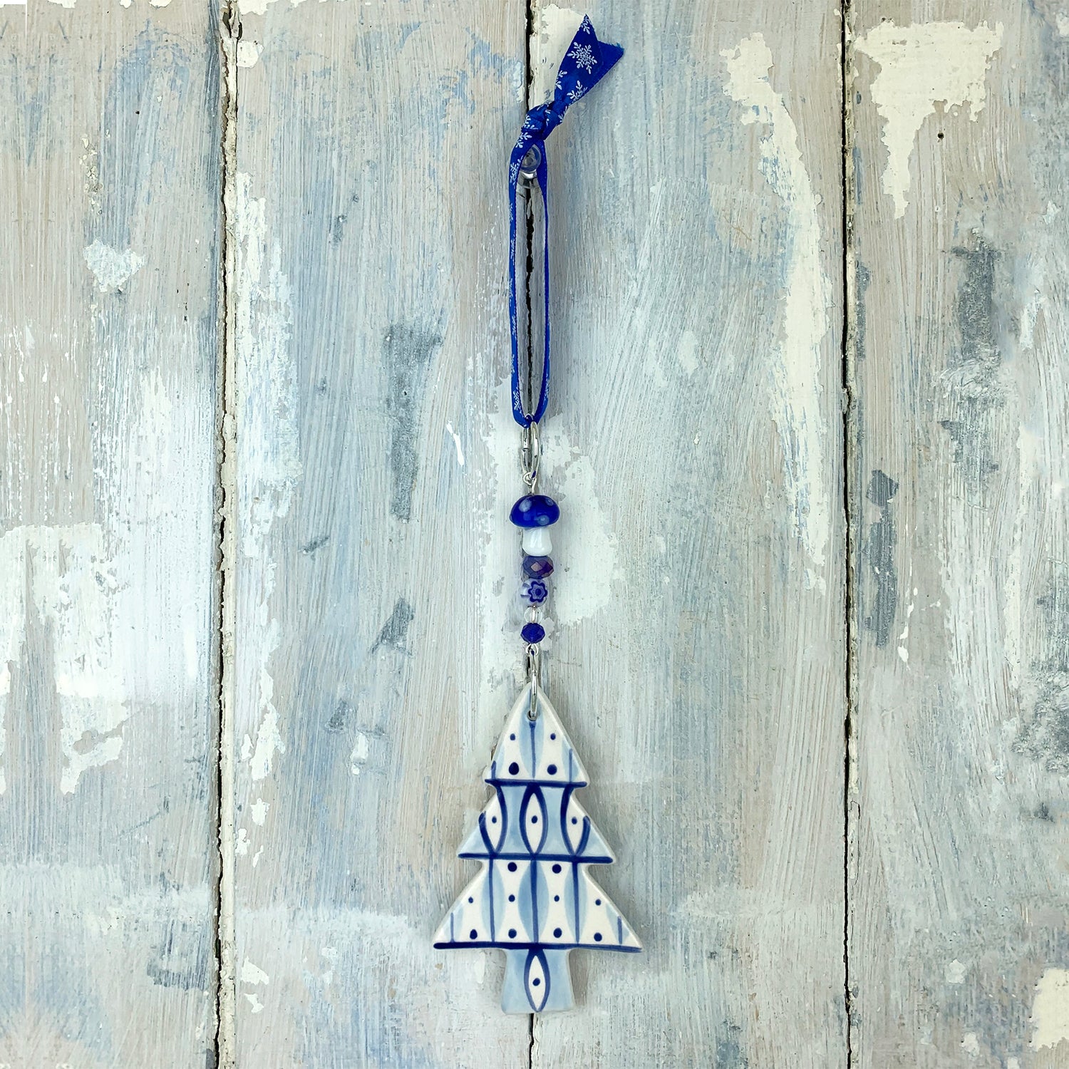 Blue Christmas Tree ceramic decoration