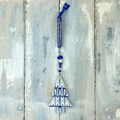 Blue Christmas Tree ceramic decoration