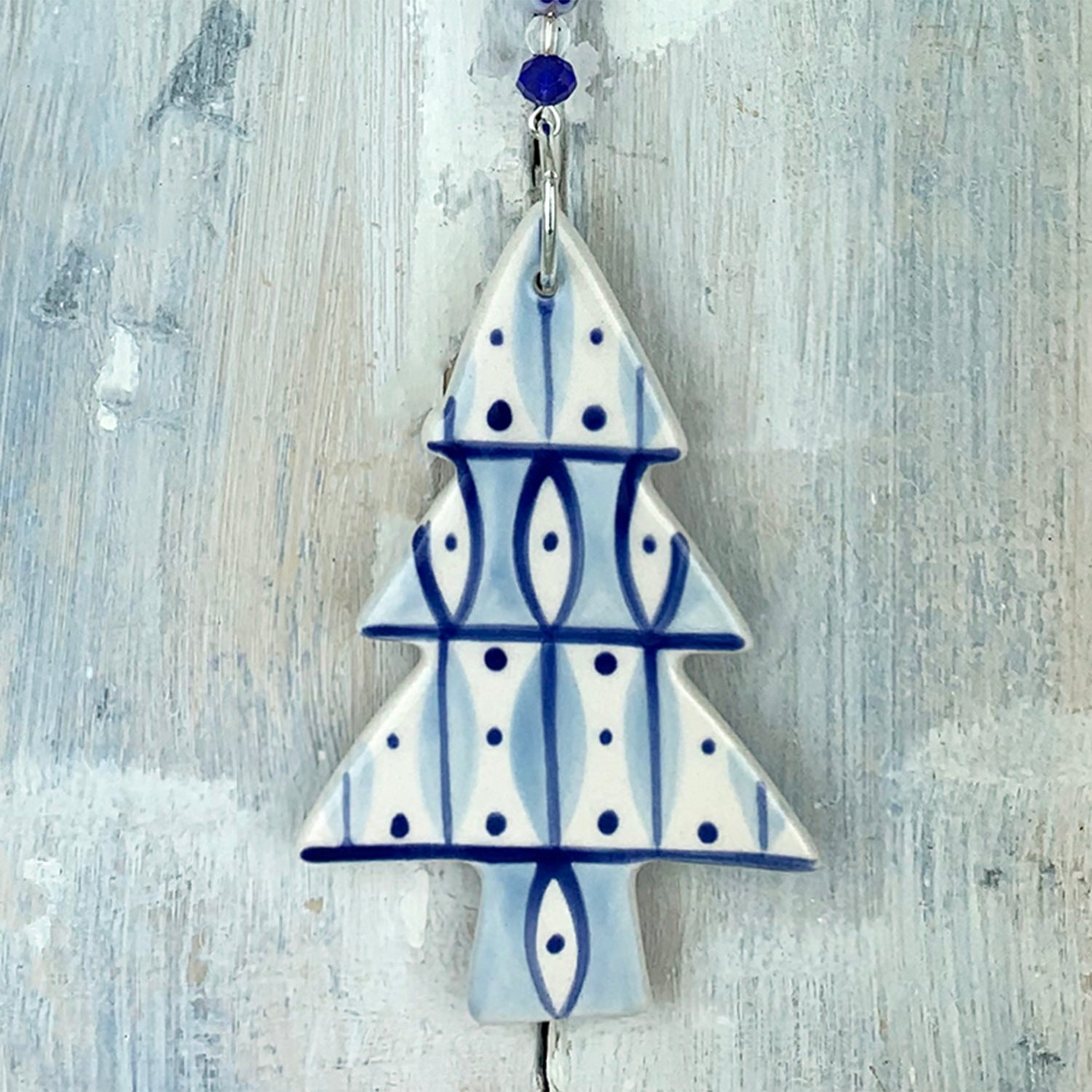 Blue Christmas Tree ceramic decoration