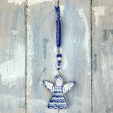 Blue Christmas Angel ceramic decoration