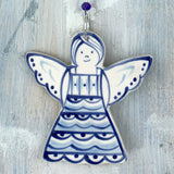 Blue Christmas Angel ceramic decoration
