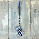 Blue Christmas stocking ceramic decoration