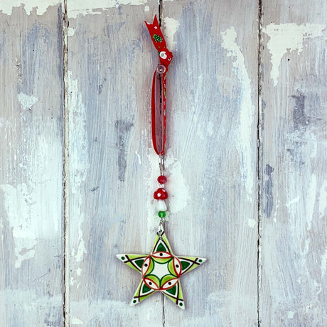 Colourful star ceramic decoration