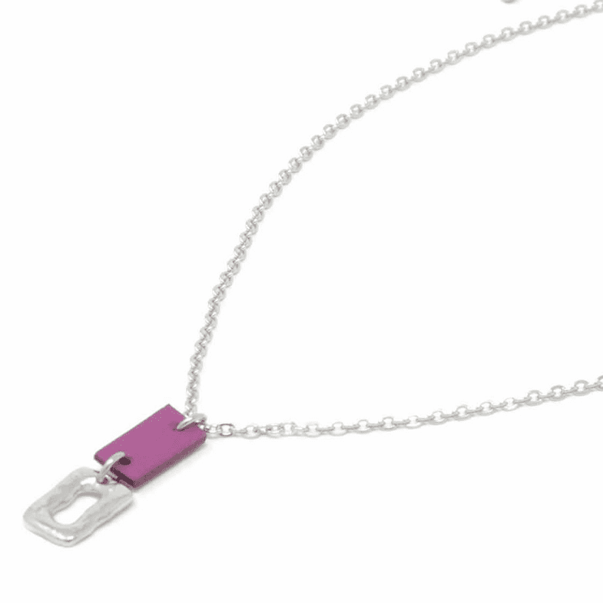 Short Necklace with Small Ring Feature and Small Grape Leather Feature